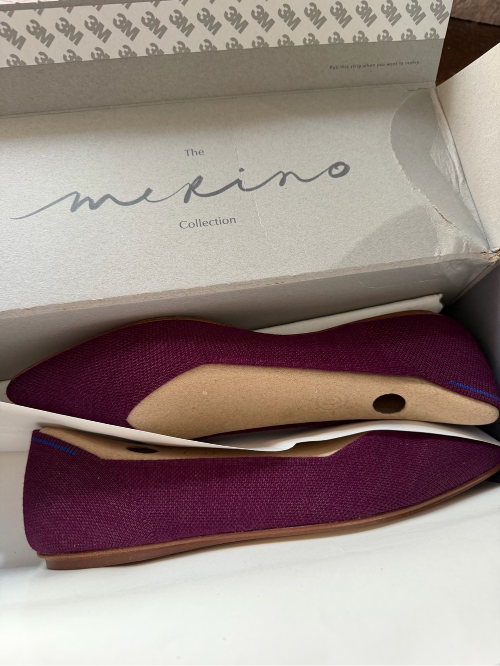 Rothy’s Merino Wool The Merino Point Aubergine Size 9 New Flats